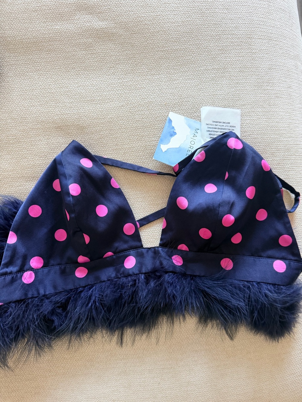 MAJORELLE/REVOLVE Dana Feather Top with Pink Polka Dots - Size Medium - NWT/NEW
